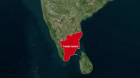 Tamil Nadu State Border Highlighted on India Map Animation, Zoom in Effect 4K Video stock 330726387