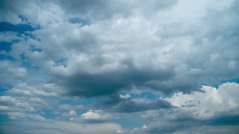 Tamlaps blue sky with several layers of fast moving cumulus clouds. Video stock 245605458