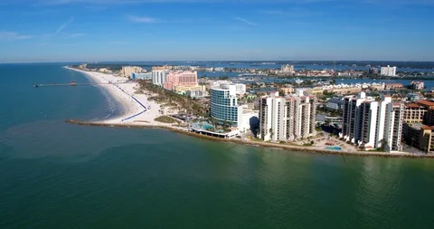 Tampa City Coast, Beach, Skyline by Aerial Drone, Florida Stock Footage