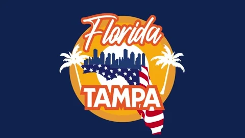 Tampa Florida with beautiful palm tree silhouettes Stock Footage 329551253