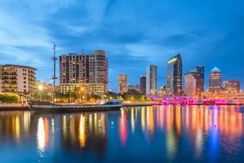 Tampa, Florida, USA downtown skyline on the bay Stock Photos