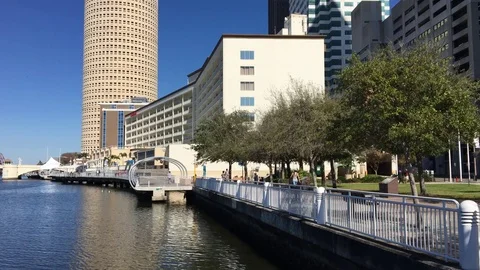 Tampa Riverwalk Florida Stock Footage 74249696