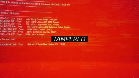 Tampered on warning hack background screen Stock Footage 343397541