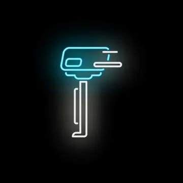 Tamping rammer soil compactor neon glowing icon 库存插图