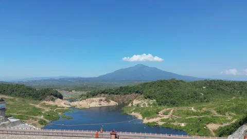 Tampomas mountain view from cipanas dam at sumedang west java, indonesia. Stock Footage 242634911