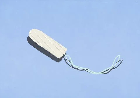 Tampon with string on blue background Stock Illustration