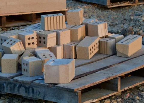 Tan bricks on a pallet Stock Photos