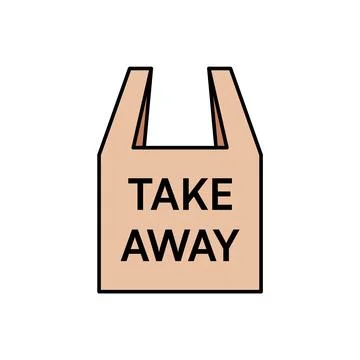 Tan Plastic Bag Take Away Icon Stock Illustration