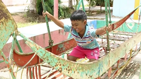 Tan play playground2 Stock Footage 90966956