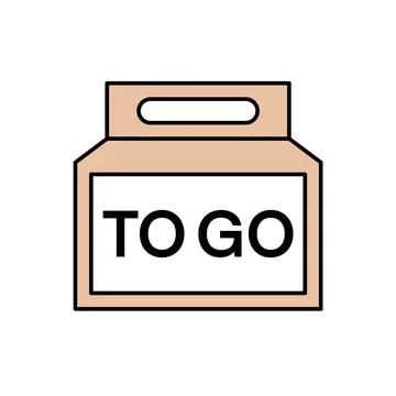 Tan Takeout Box With Label To Go Icon Иллюстрация