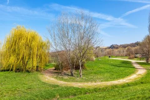 Tanaro park spring view. Stock Photos