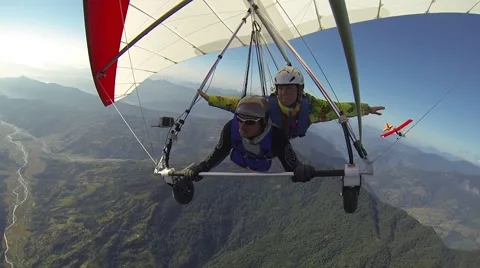 Tandem flight in a hang glider Stock Footage 59785189