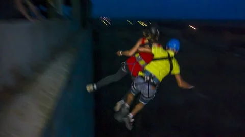 Tandem jump evening Stock Footage 41231093