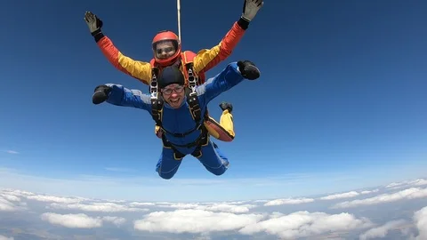 Tandem jump. Freefall. Stock Footage 107594890