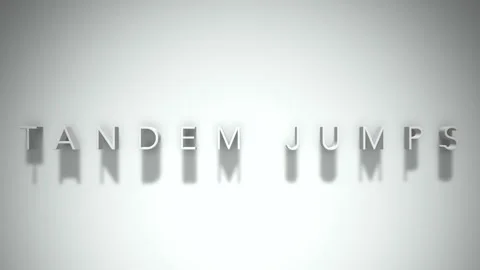 Tandem jumps 3D title animation white text on a white background Stock Footage 298896363