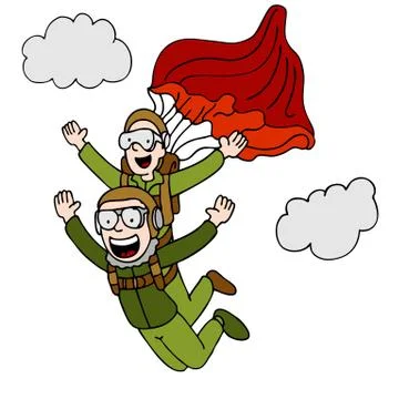 Tandem sky diving Stock Illustration