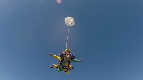 Tandem skydiving. Deployment Video stock 76622956