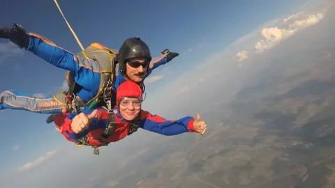 Tandem skydiving Stock Footage 89489216