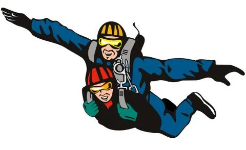 Tandem skydiving Stock Illustration