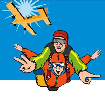 Tandem skydiving Stock Illustration