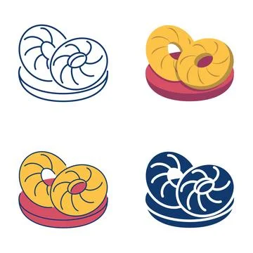 Tandoor flatbread icon set Illustrazione stock