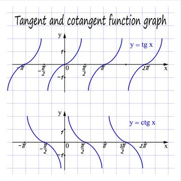 Tangent and cotangent function graph. Vector illustration Stock Illustration