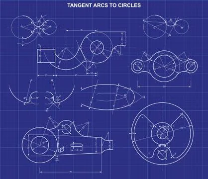 Tangent arcs to circles (2) Stock Illustration