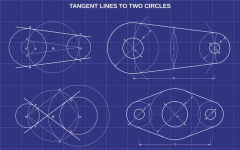 Tangent lines to two circles Stock Illustration