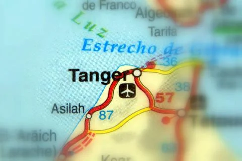 Tanger on a map Stock Photos