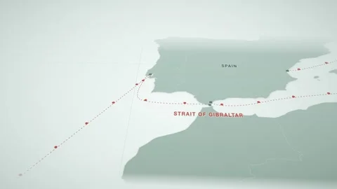 Tanger med to lisbon container maritime trade route map seamless loop Stock Footage 345898807