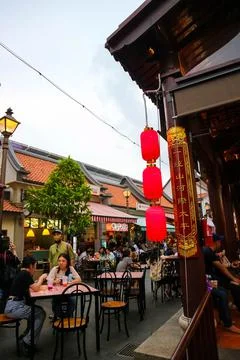 Tangerang, West Java, Indonesia, 2022 - Visitors hanging out at the PIK China Stock Photos