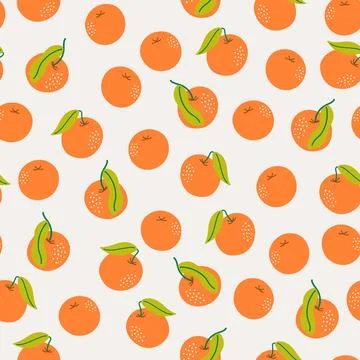 Tangerine background. Seamless pattern with exotic citrus fruits. Stock Illustration