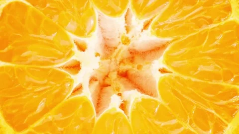 Tangerine cut core, rotating, turning, close-up macro Stock-Footage 242360361