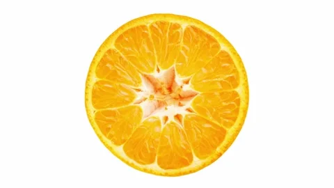 Tangerine cut half, rotating on white background 動画素材 243993397