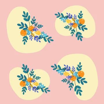Tangerine Flower Pattern Vector Illustration Stock Illustration