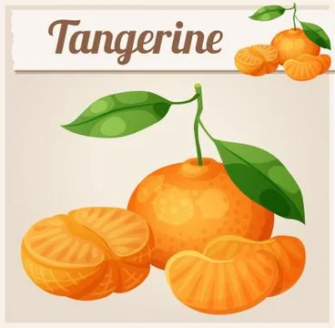 Tangerine fruit Mandarin. Cartoon vector icon Stock Illustration