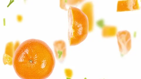 Tangerine fruit Slice and Leaf Stream Stock Footage 202624158