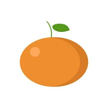 Tangerine with a leaf with a flat style close-up on a white background Stock Illustration