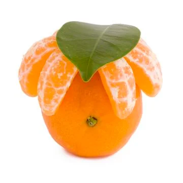 Tangerine with leaf Stock Photos