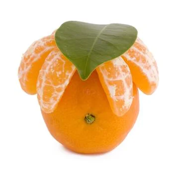 Tangerine with leaf Stock Photos