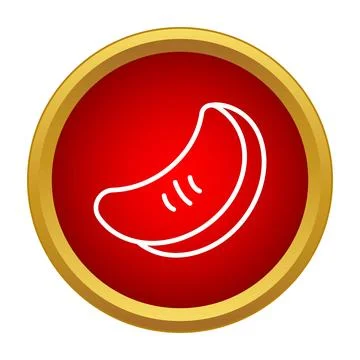 Tangerine orange slice icon on red button Stock Illustration