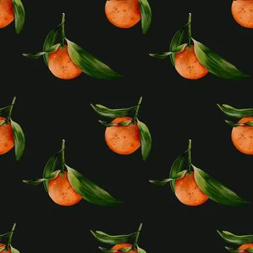 Tangerine watercolor pattern design for textile and wrapping paper Stock Illustration