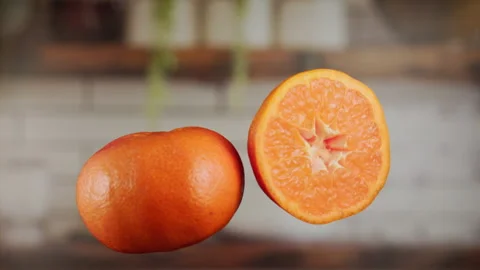 Tangerines in the air in slow motion Stock Footage 158367349