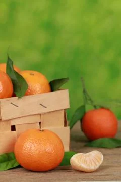 Tangerines in a box Stock Photos