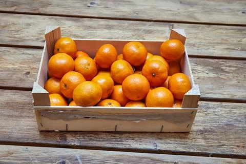 Tangerines in a box Stock Photos