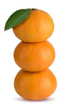Tangerines with green leaf Stock Photos
