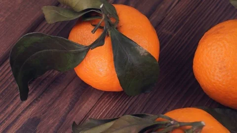Tangerines with leaves Stock Footage 121523689