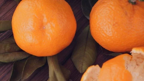 Tangerines with leaves Stock Footage 121523717