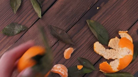 Tangerines with leaves Stock Footage 121523744