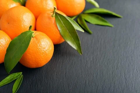 Tangerines with leaves Stock Photos